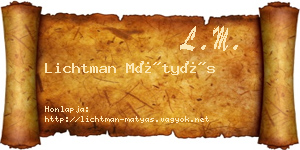 Lichtman Mátyás névjegykártya